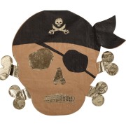 16 Tovaglioli Pirata Kraft Nero/Oro