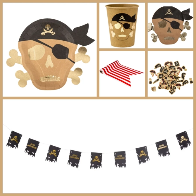 Grande Party Box Pirata Kraft Nero / oro 