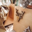 12 Piccole decorazioni Cervo - Legno e glitter oro