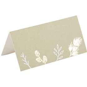 8 Segnaposto botanici in velluto grigio verde bianco e oro - 8 cm 