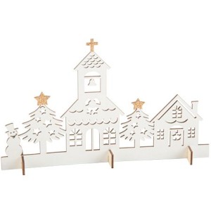 Decorazione villaggio delle fate Bianco/Oro (22 cm) - Legno