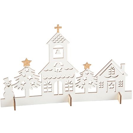 Decorazione villaggio delle fate Bianco / Oro (22 cm) - Legno 