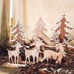 Il villaggio delle fate dei cervi su base di legno - 30 cm. n1