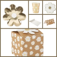 Maxi Party Box Margherite bianche e oro