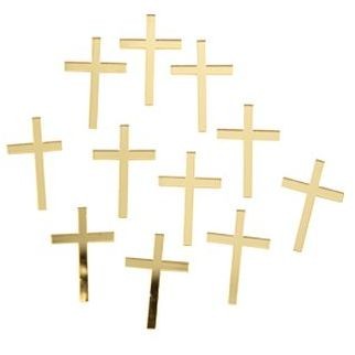10 Decorazione a croce in plexiglas oro - 3 cm 