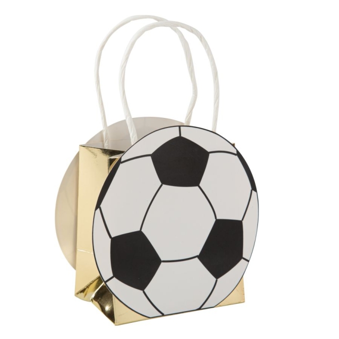 4 sacchetti regalo da calcio bianchi e oro 