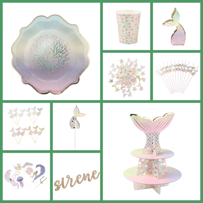 Maxi Party Box Sirena pastello e oro 