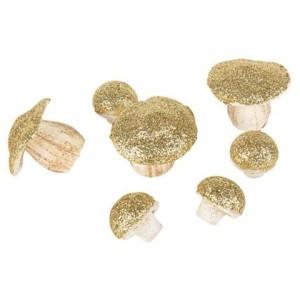 Set di 7 funghi in schiuma - Glitter oro