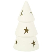 Albero di Natale con stelle e LED - Bianco opaco