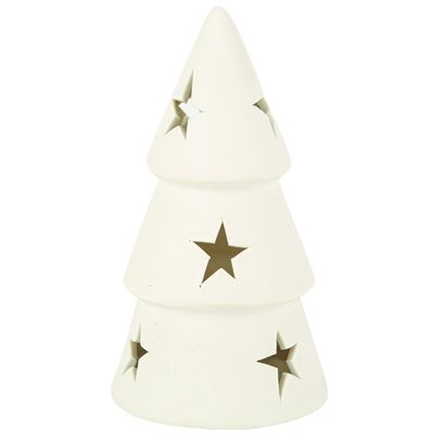 Albero di Natale con stelle e LED - Bianco opaco 