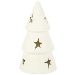 Albero di Natale con stelle e LED - Bianco opaco. n3