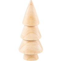 Albero di Natale in legno naturale su supporto - 12 cm