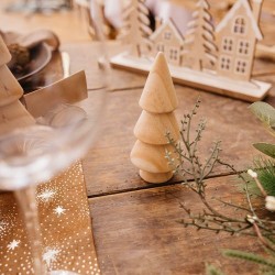 Albero di Natale in legno naturale su supporto - 12 cm. n2