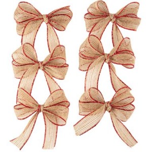 6 fiocchi rossi di iuta e paillettes da 8,5 cm