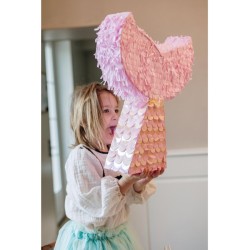 Pignatta a forma di coda di sirena rosa e iridescente - 40 cm. n1
