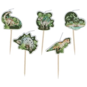 5 candele dinosauro verdi