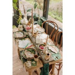 Set di 4 foglie tropicali - Velluto verde e glitter oro. n2