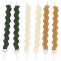 6 candele Zig-Zag Beige, Cammello e Verde 8,5 cm
