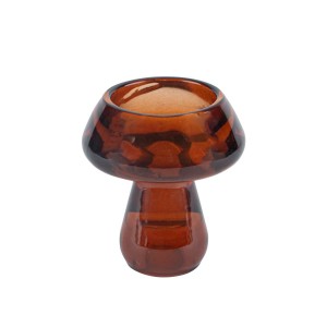 Portacandele a forma di fungo doppio in vetro moka - 7,3 cm