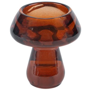 Portacandele a forma di fungo doppio in vetro moka - 7,3 cm