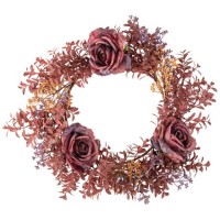 Corona di 3 rose e fogliame Witchyland -  50 cm