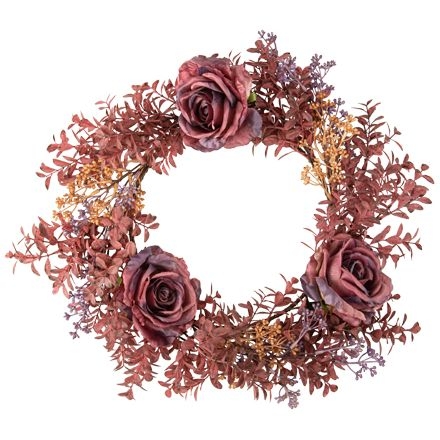 Corona di 3 rose e fogliame Witchyland -  50 cm 
