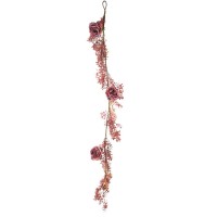 Ghirlanda Witchyland di 3 rose e fogliame - 1,50 m