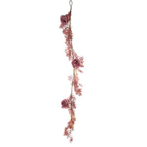 Ghirlanda Witchyland di 3 rose e fogliame - 1,50 m