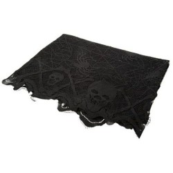 Tovaglia in pizzo nero con ragno e teschio - 1, 82 m. n1