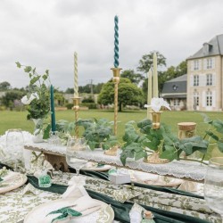 2 Candele Torcia in Cera  Verde Grigio. n5