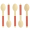 10 Cucchiai di legno a righe rosse - Biodegradabile images:#0