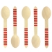 10 Cucchiai di legno a righe rosse - Biodegradabile. n1