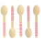 10 Cucchiai di legno a righe rosa - Biodegradabile images:#0