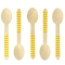 10 Cucchiai di legno a righe gialle - Biodegradabile images:#0