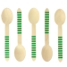 10 Cucchiai di legno a righe verdi - Biodegradabile. n1