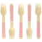10 Forchette di legno a righe rosa - Biodegradabile images:#0