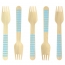 10 Forchette di legno a righe blu - Biodegradabile