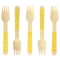 10 Forchette di legno a righe gialle - Biodegradabile images:#0