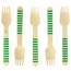 10 Forchette di legno a righe verdi - Biodegradabile