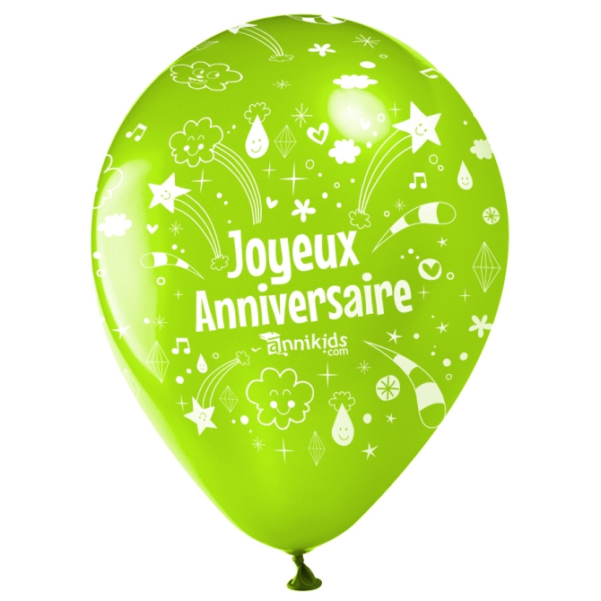 10 Palloncini Buon compleanno Annikids - Verde lime 