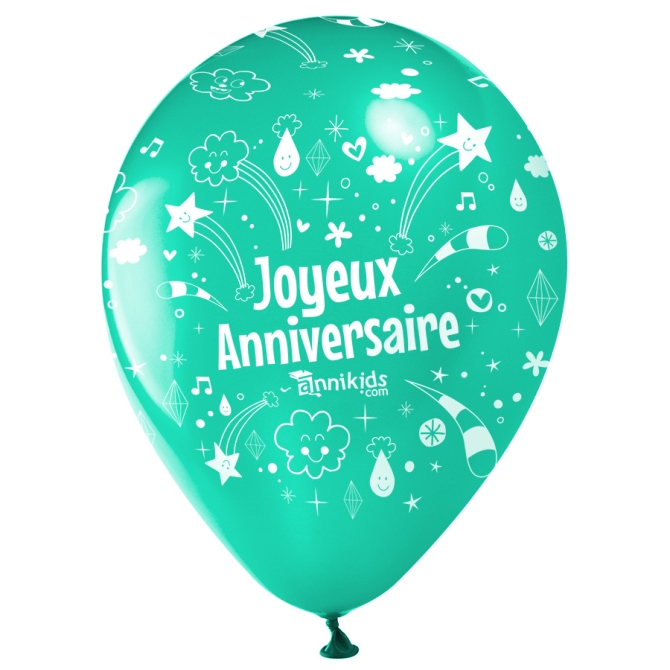 10 Palloncini Buon compleanno Annikids - Verde menta 