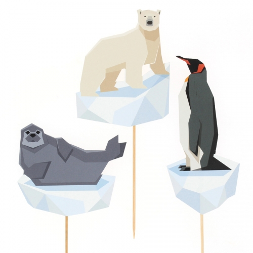 Cake Toppers Animali Polari - Riciclabile 