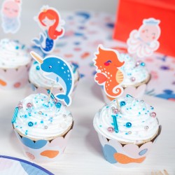 Kit Cupcakes Sirena Corallo - Riciclabile. n1