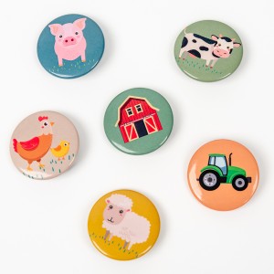 6 badge Animali della fattoria