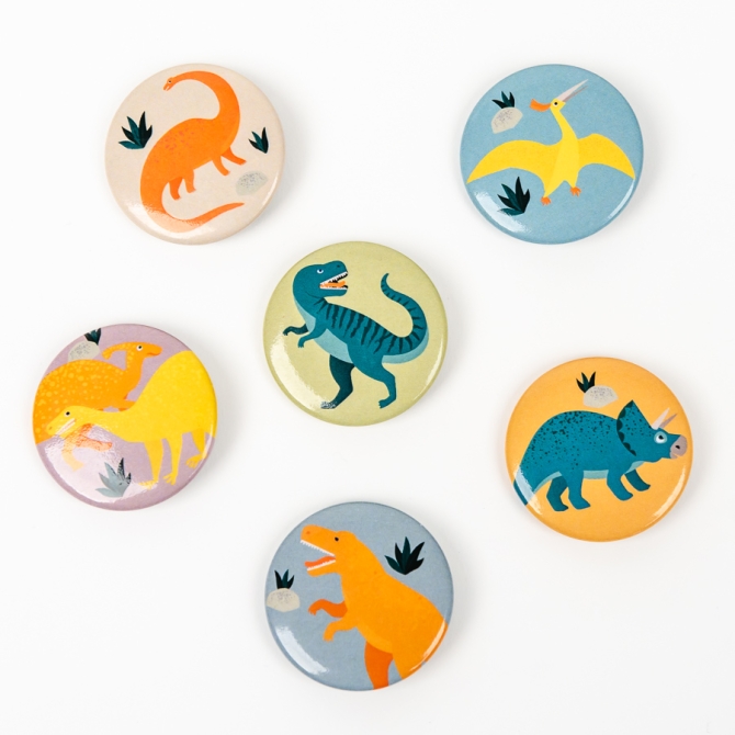 6 Badge Dinosauri 