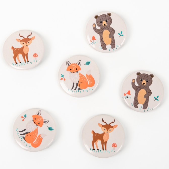 6 Badge Animali della foresta 