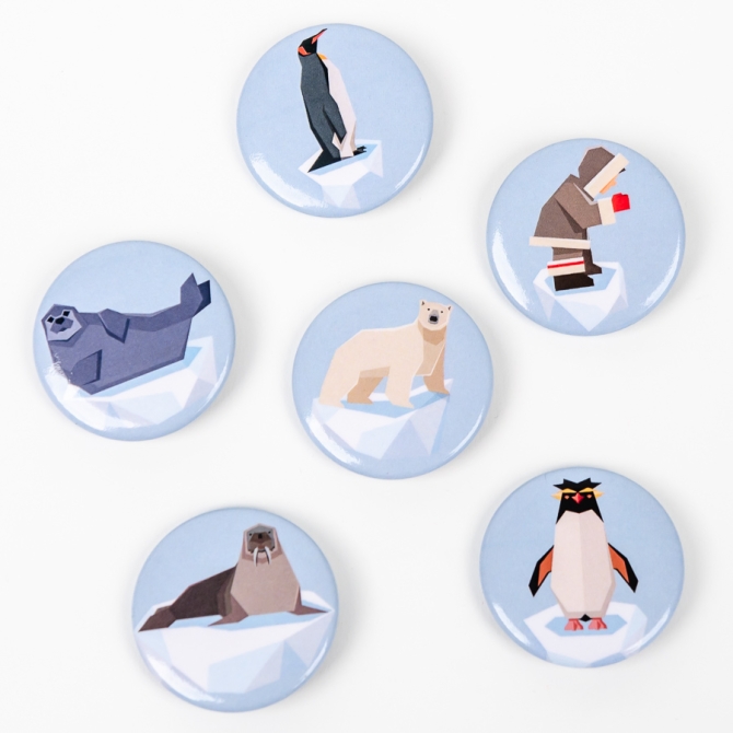 6 Badge Animali Polari 