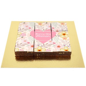 Fiori e cuore di brownies - personalizzabile