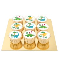 9 Cupcake Dino Colors - Gocce di Cioccolato
