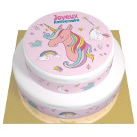 Torta Unicorno Rainbow - 2 piani Vaniglia